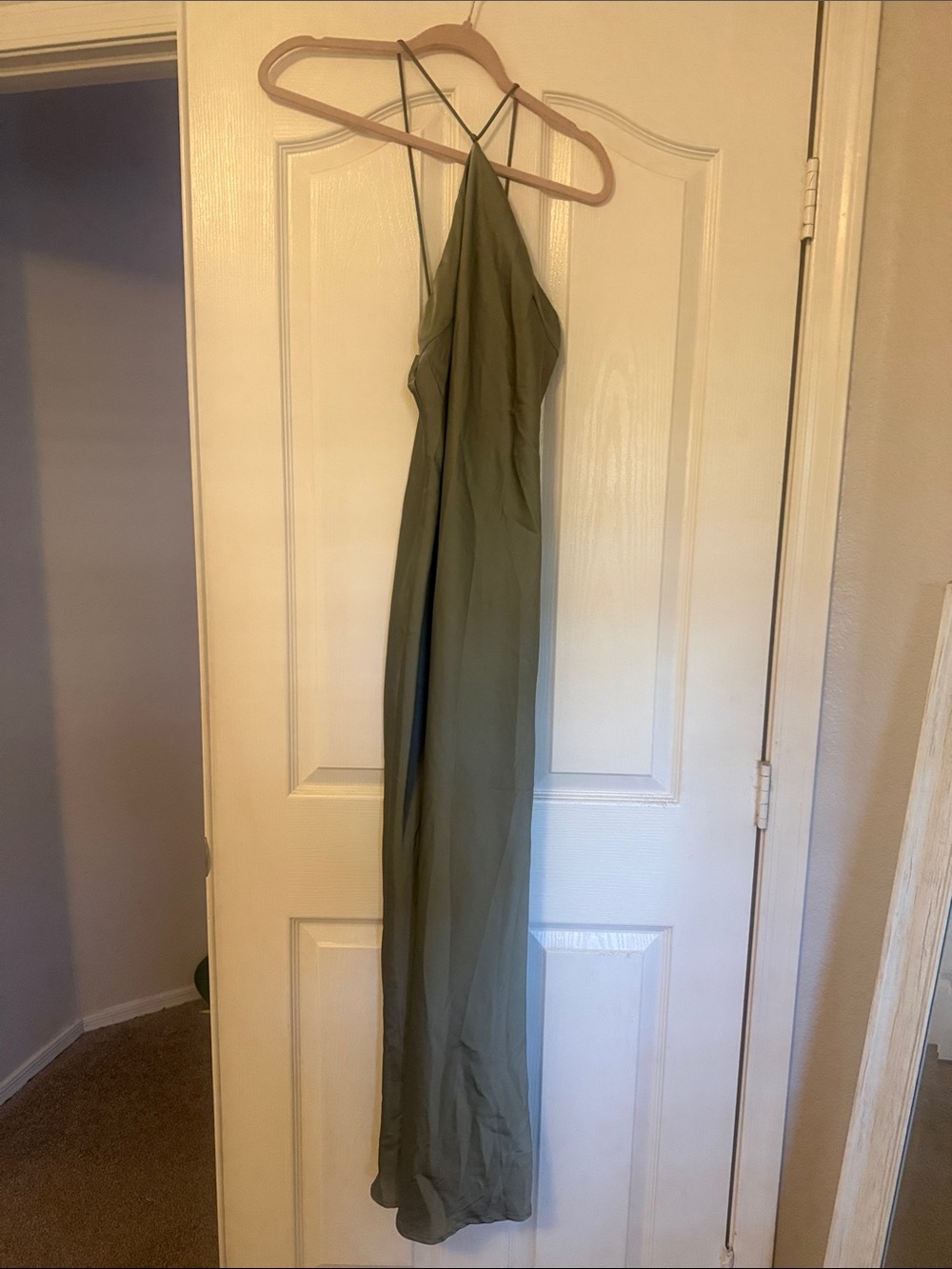 Sage Green Halter silk maxi Dress - Lightweight Women's Evening Gown